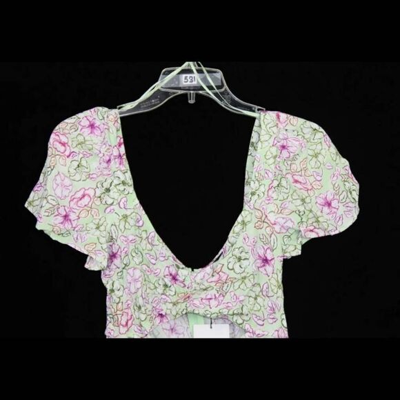 ZARA NWT SS22 WOMAN MULTICOLORED FLORAL PRINT MIDI DRESS CUT OUT size Small. - Picture 2 of 15